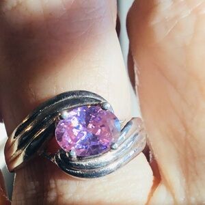 Vintage Sterling Silver and Pink Sapphire Ring